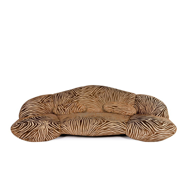 Canapé en tissu Bretz Mumba marron trois places à motifs imprimés animaux #10977