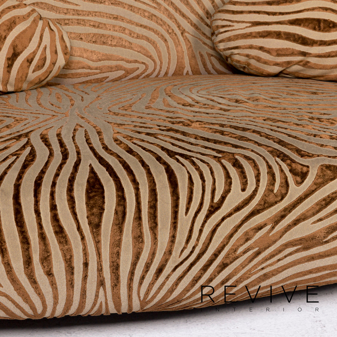 Bretz Mumba fabric sofa set brown 1x three-seater 1x stool patterned animal print #10977