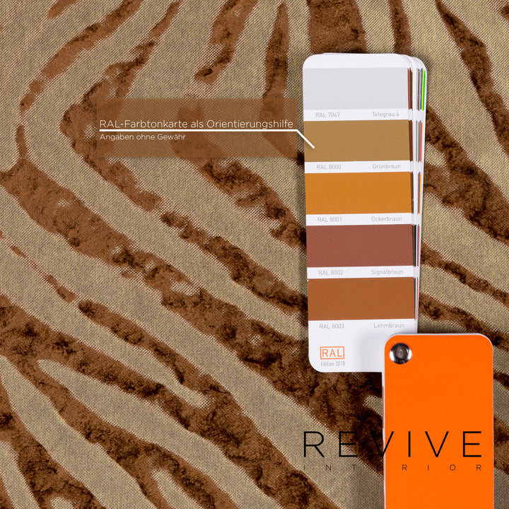 Bretz Mumba fabric sofa set brown 1x three-seater 1x stool patterned animal print #10977