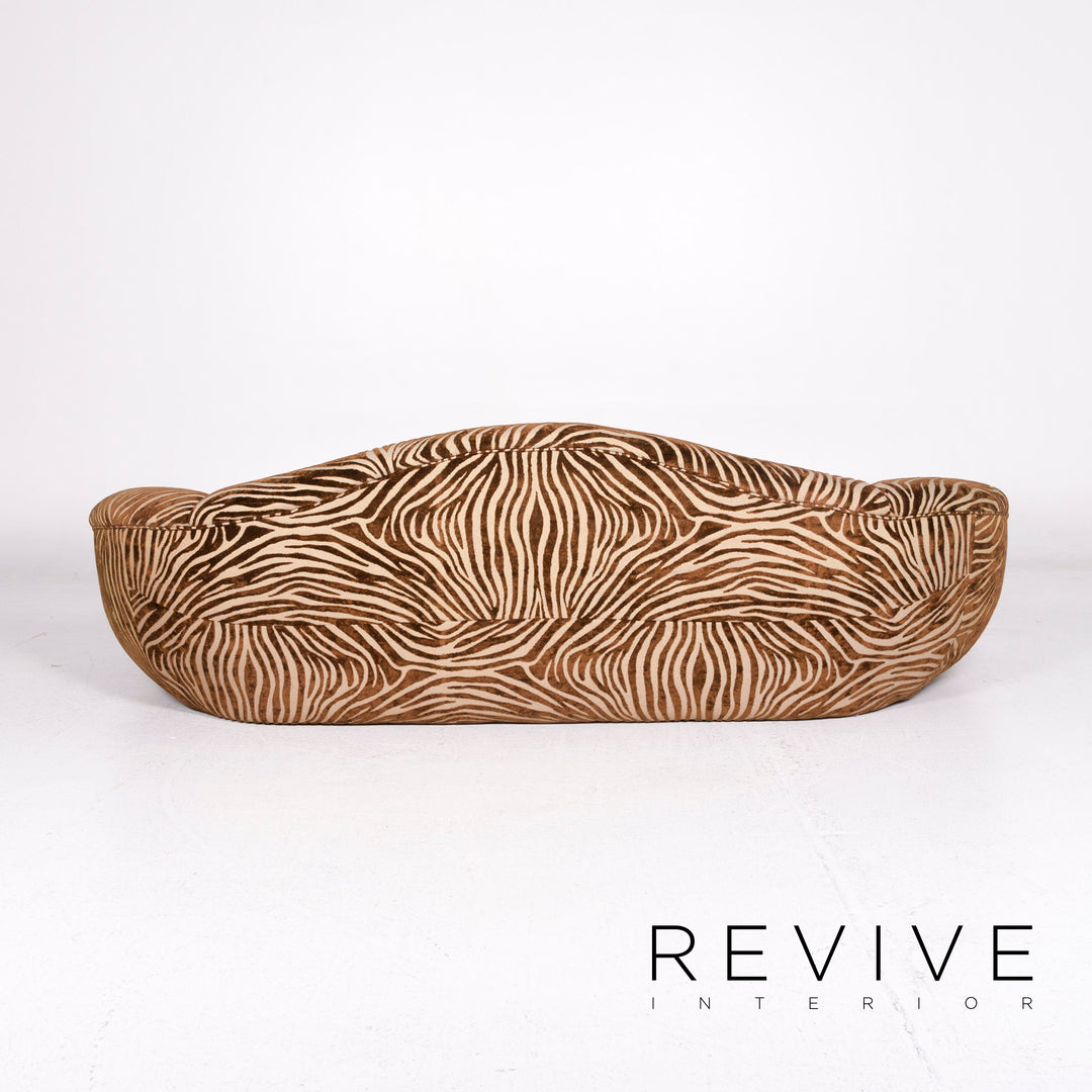 Canapé en tissu Bretz Mumba marron trois places à motifs imprimés animaux #10977