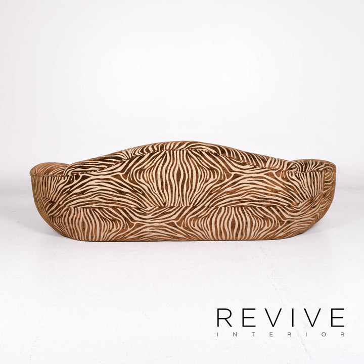 Canapé en tissu Bretz Mumba marron trois places à motifs imprimés animaux #10977