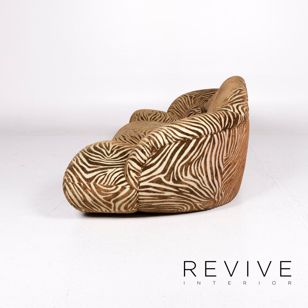 Canapé en tissu Bretz Mumba marron trois places à motifs imprimés animaux #10977