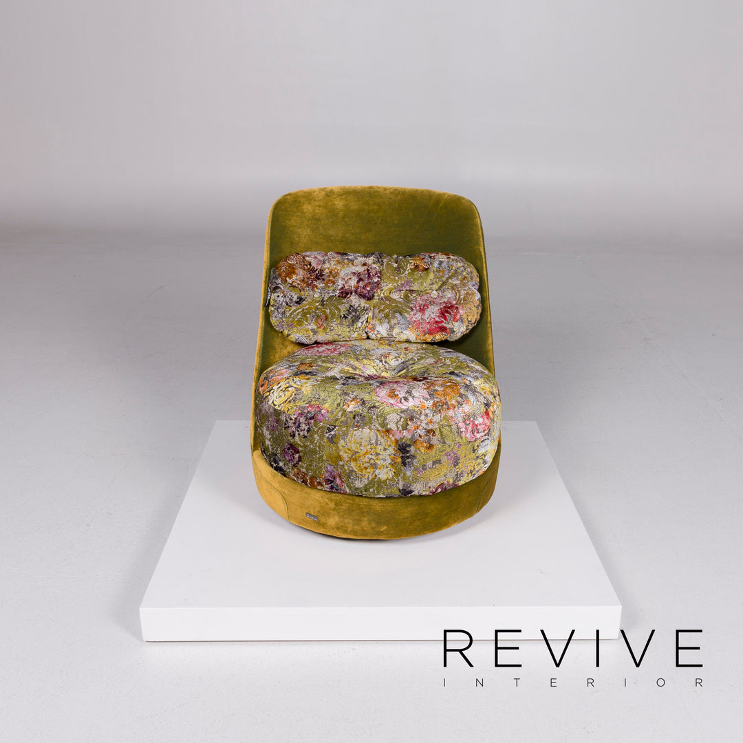 Bretz Napali A 126 fauteuil en tissu velours motif vert chaise pivotante à 360 degrés chaise pivotante #10520