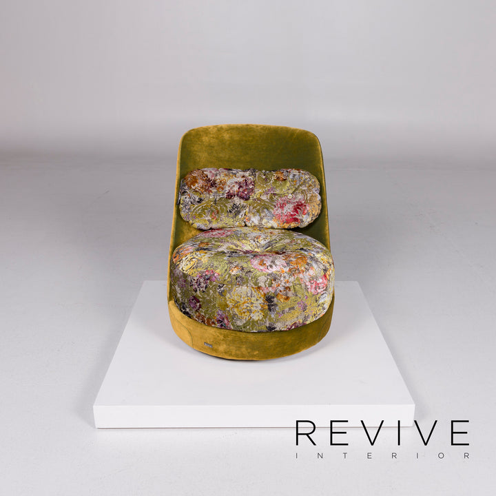 Bretz Napali A 126 fauteuil en tissu velours motif vert chaise pivotante à 360 degrés chaise pivotante #10520