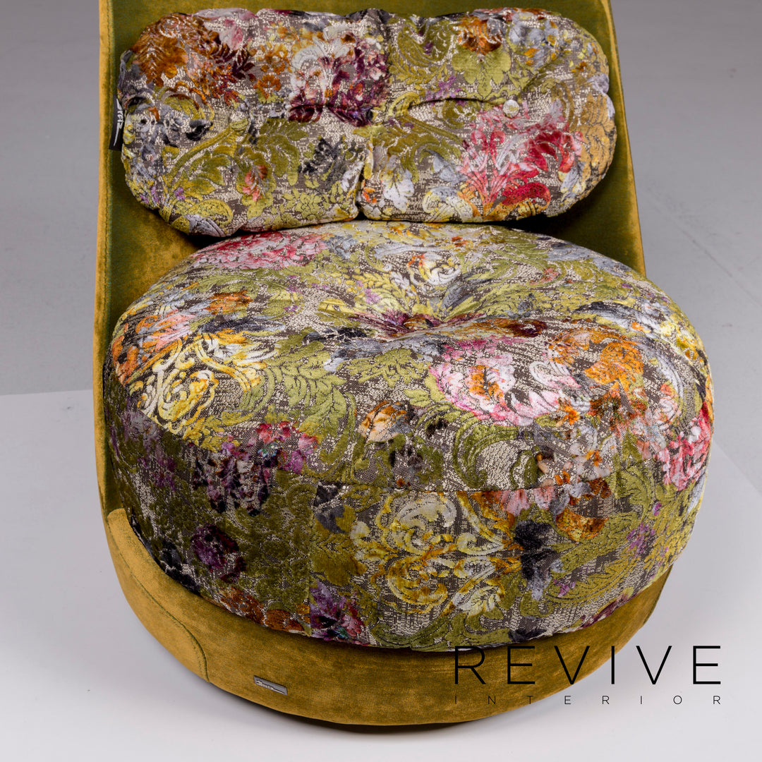 Bretz Napali A 126 fauteuil en tissu velours motif vert chaise pivotante à 360 degrés chaise pivotante #10520