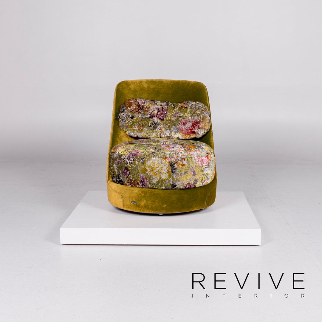 Bretz Napali A 126 fauteuil en tissu velours motif vert chaise pivotante à 360 degrés chaise pivotante #10520