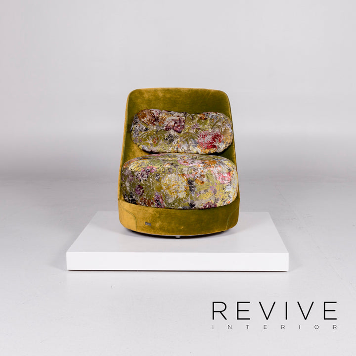 Bretz Napali A 126 fauteuil en tissu velours motif vert chaise pivotante à 360 degrés chaise pivotante #10520