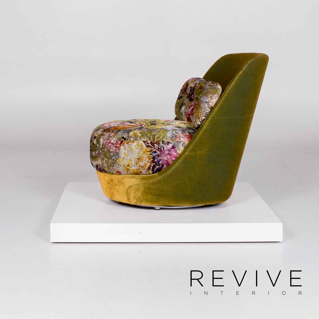 Bretz Napali A 126 fauteuil en tissu velours motif vert chaise pivotante à 360 degrés chaise pivotante #10520