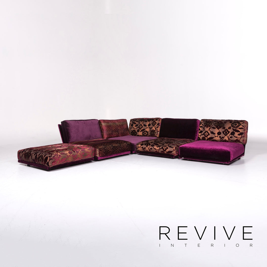 Bretz Napali Samt Stoff Ecksofa Lila Muster #9083
