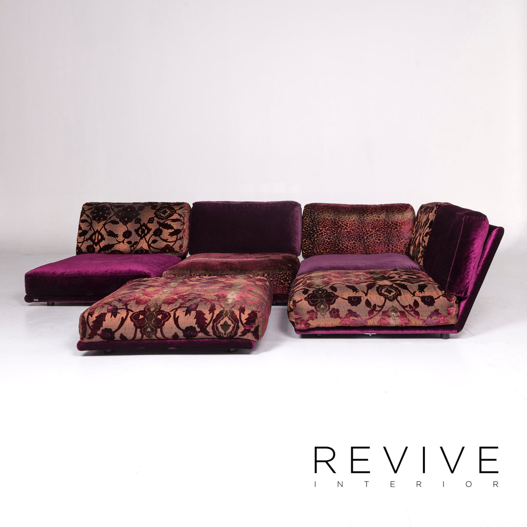 Bretz Napali Samt Stoff Ecksofa Lila Muster #9083