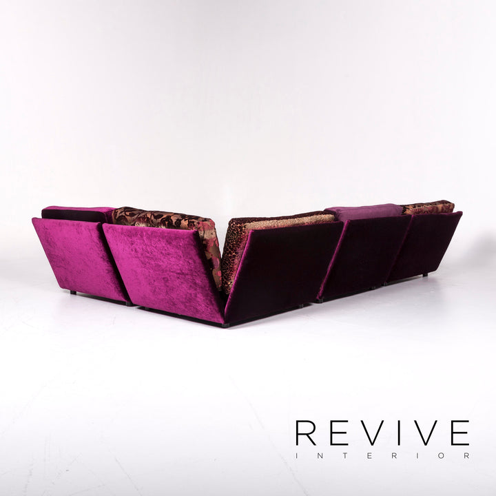 Bretz Napali Samt Stoff Ecksofa Lila Muster #9083