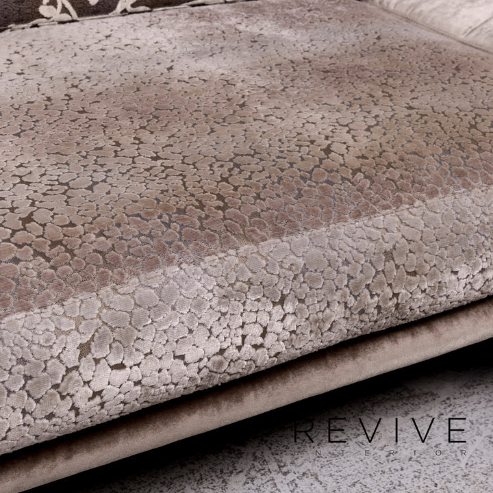 Bretz Napali Samt Stoff Ecksofa Grau Silber Gemustert Sofa Couch #9874