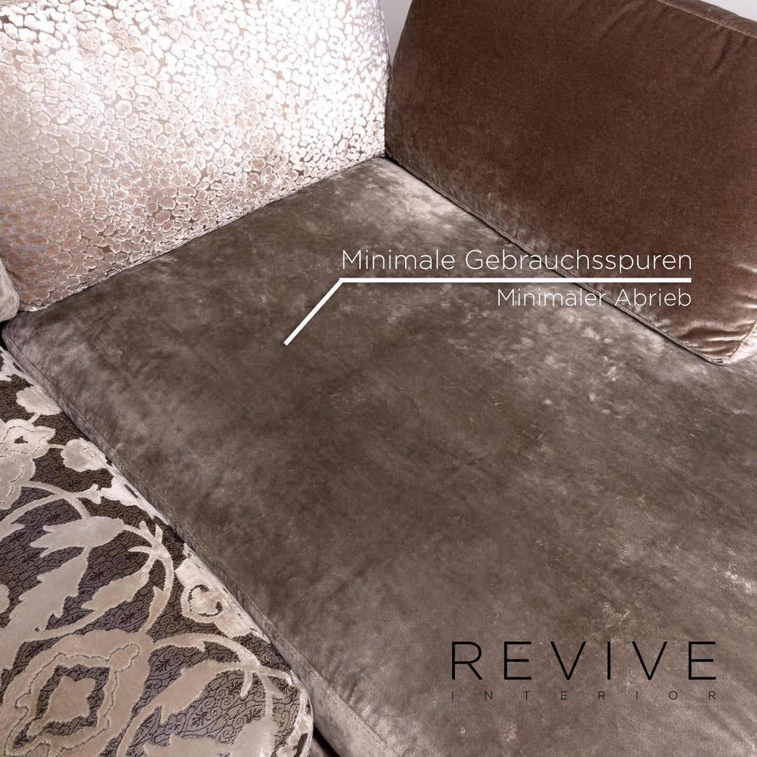 Bretz Napali Samt Stoff Ecksofa Grau Silber Gemustert Sofa Couch #9874