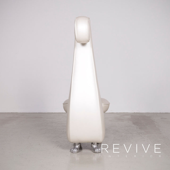 Bretz Rocky Designer Leder Sessel Garnitur Weiß Perlmutt Stuhl #7377