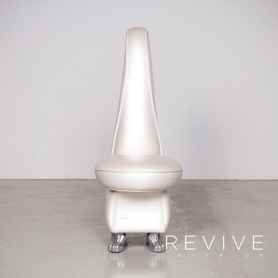 Bretz Rocky Designer Leder Sessel Garnitur Weiß Perlmutt Stuhl #7377