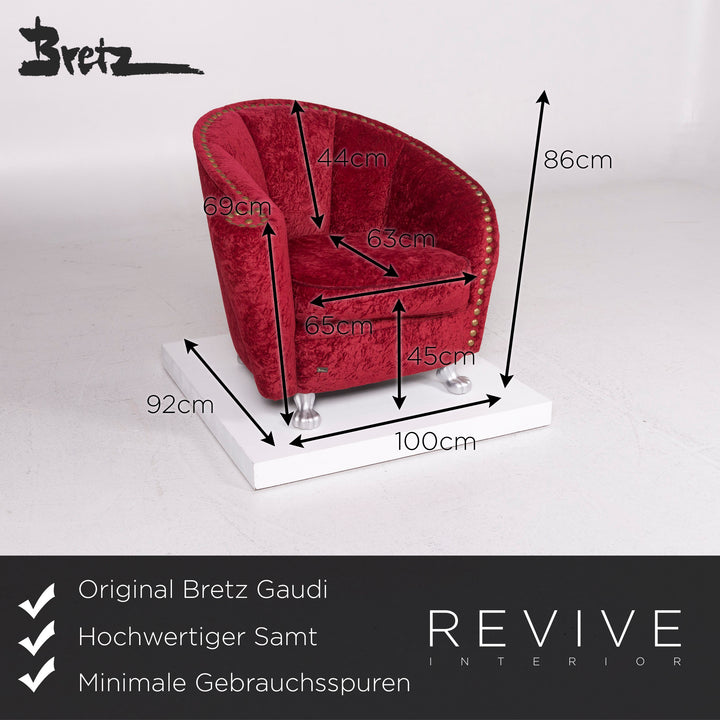 Bretz Gaudi Samt Sessel Rot #11803