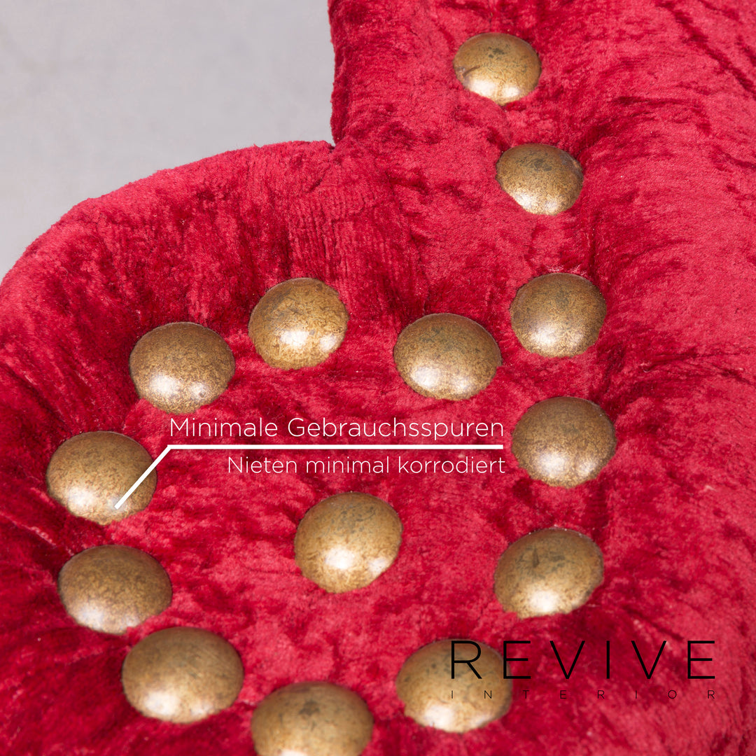 Ensemble fauteuil en velours Bretz tabouret rouge #11923