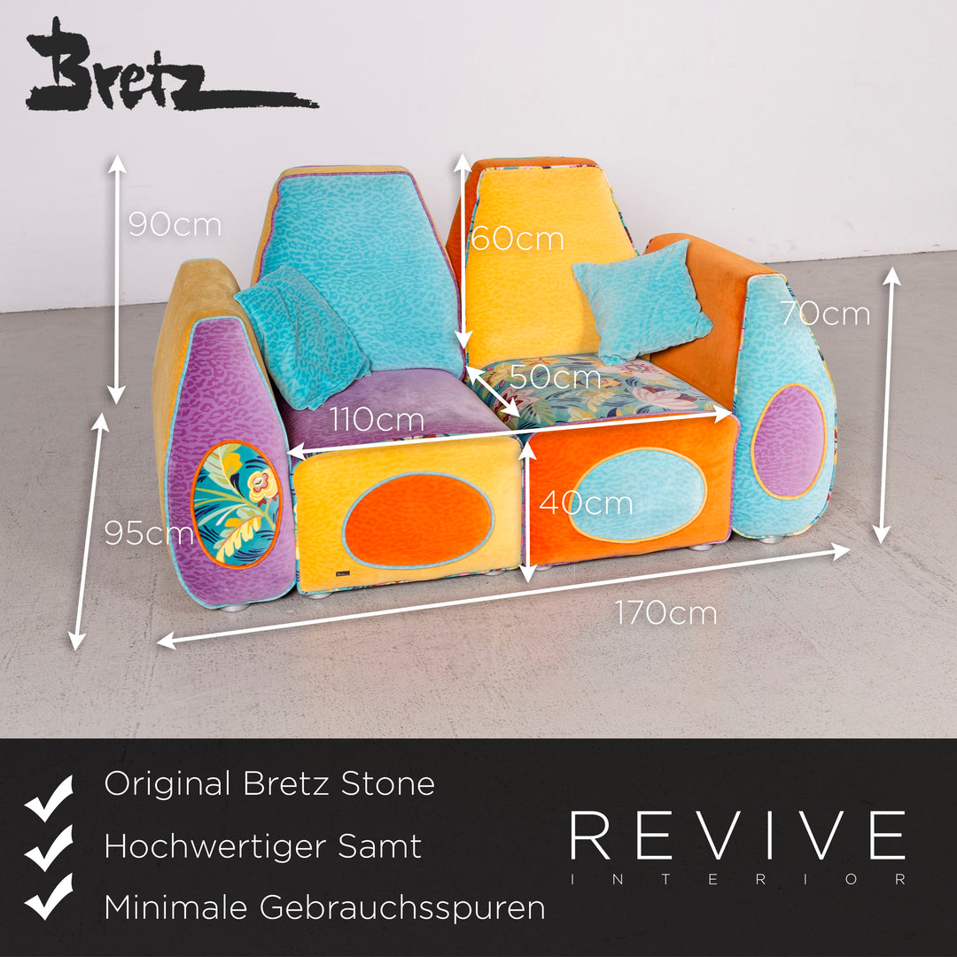 Bretz Stone Designer Samt Sofa Lila Zweisitzer #8130