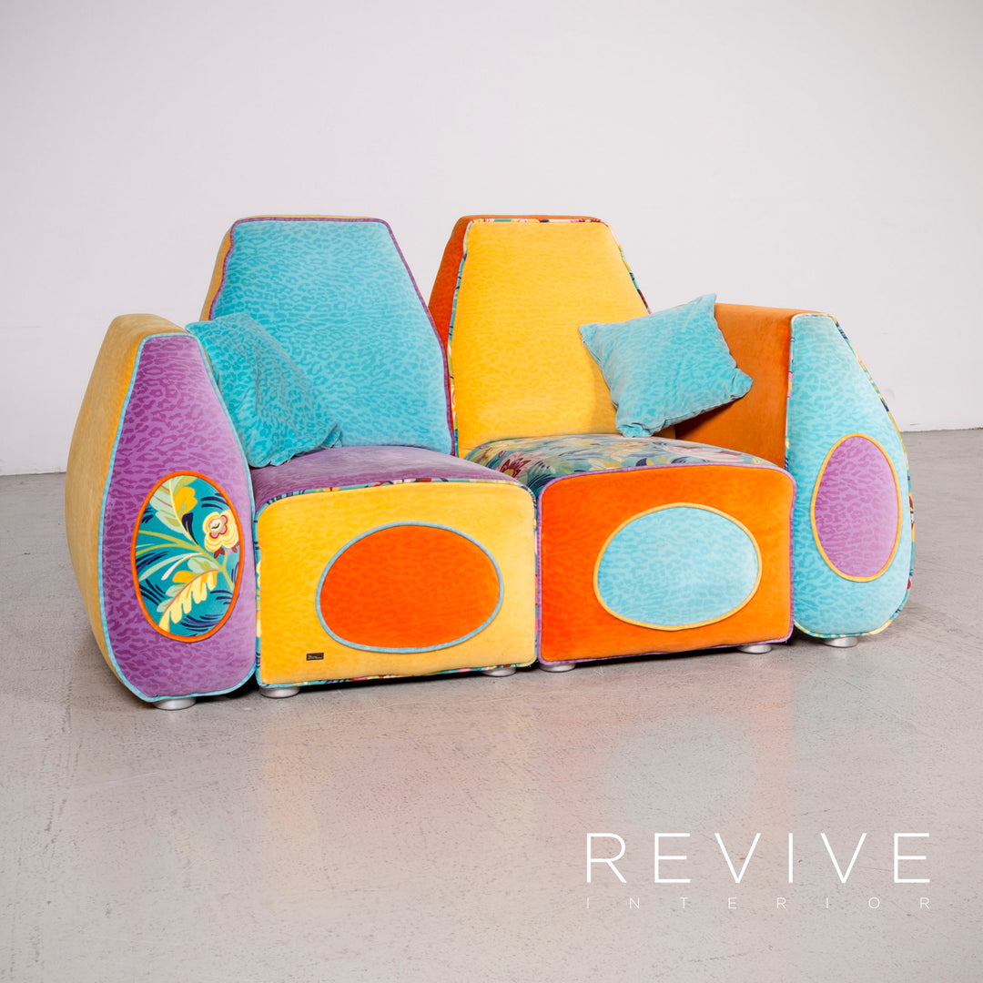 Bretz Stone Designer Samt Sofa Lila Zweisitzer #8130