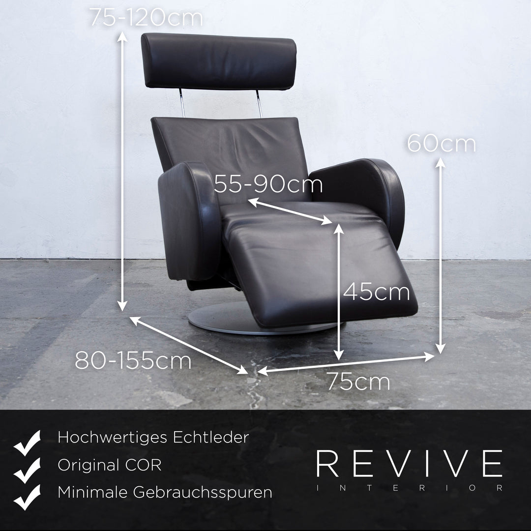 COR Fauteuil Cuir Marron Fonction Relax Moderne Cuir Véritable #3284