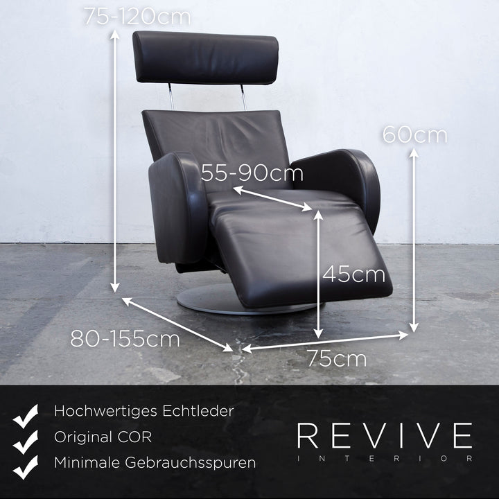 COR Fauteuil Cuir Marron Fonction Relax Moderne Cuir Véritable #3284