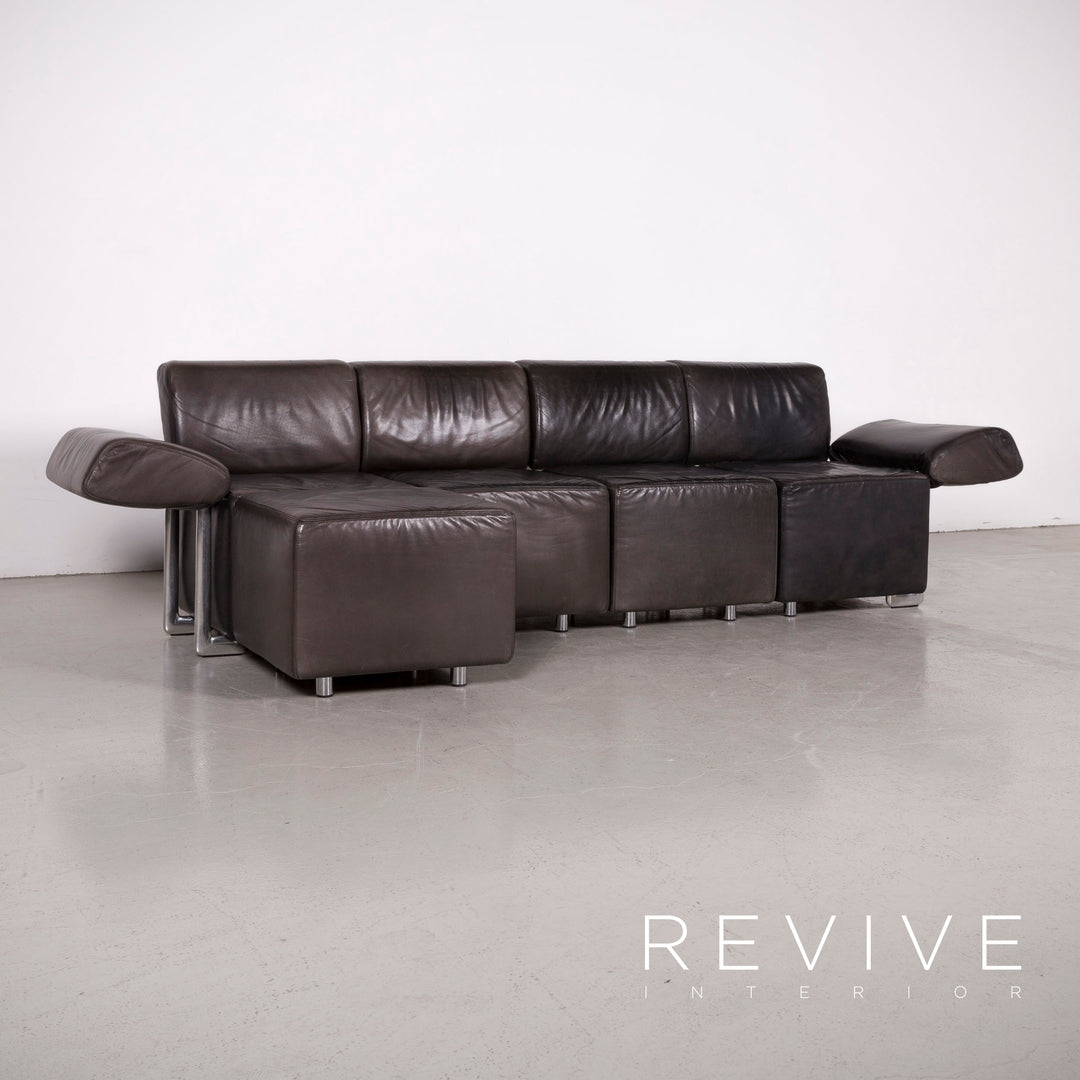 COR Trio canapé en cuir design noir canapé trois places en cuir véritable #7543