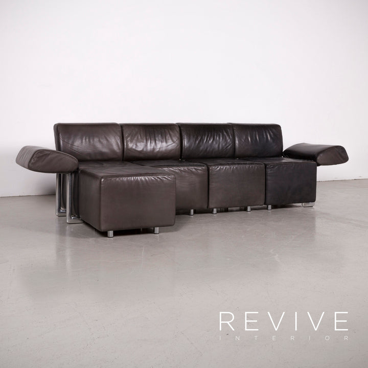 COR Trio canapé en cuir design noir canapé trois places en cuir véritable #7543