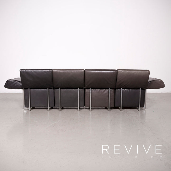 COR Trio canapé en cuir design noir canapé trois places en cuir véritable #7543