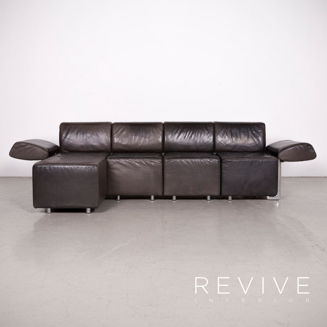 COR Trio canapé en cuir design noir canapé trois places en cuir véritable #7543