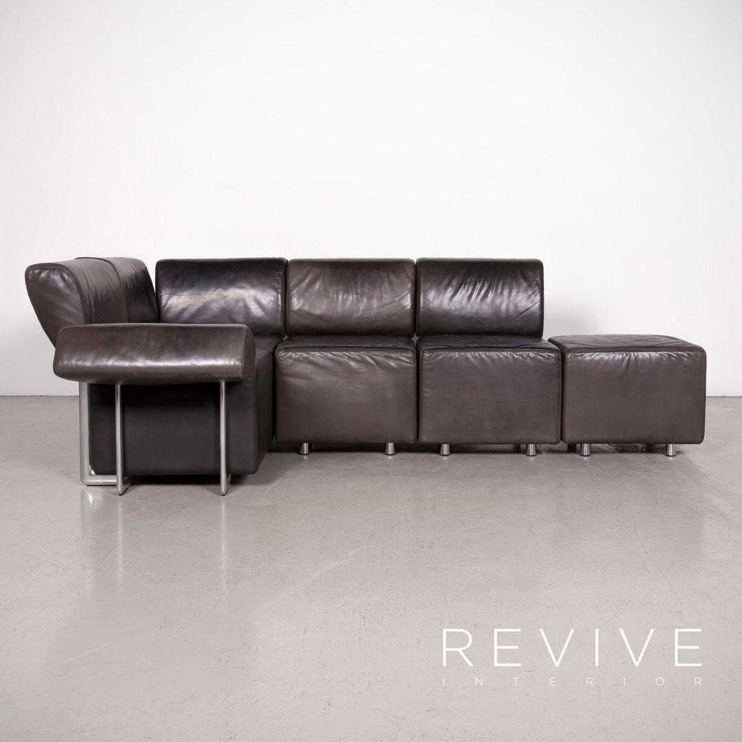 COR Trio canapé en cuir design noir canapé trois places en cuir véritable #7543