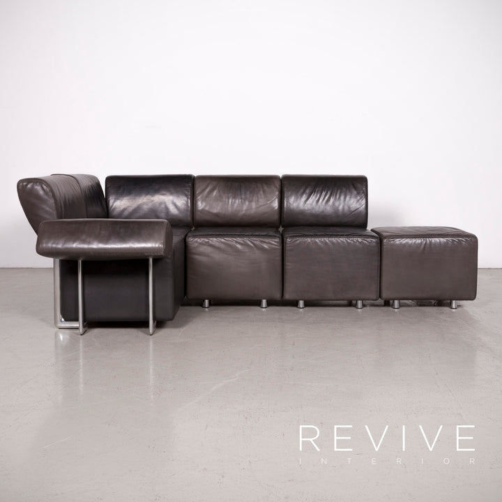 COR Trio canapé en cuir design noir canapé trois places en cuir véritable #7543