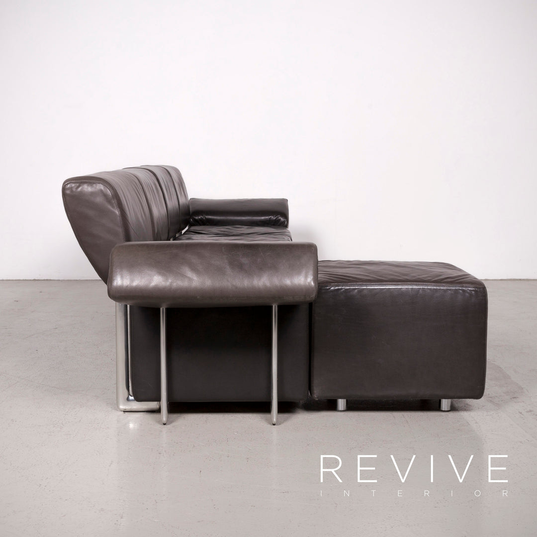 COR Trio canapé en cuir design noir canapé trois places en cuir véritable #7543