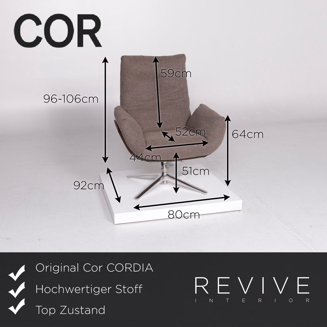 Cor CORDIA Stoff Lounge Sessel Braun Schlamm Kippfunktion Relaxfunktion Funktion #10891