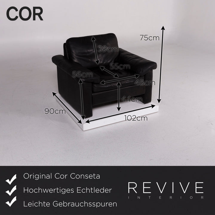 Cor Conseta Leder Sessel Schwarz #11315