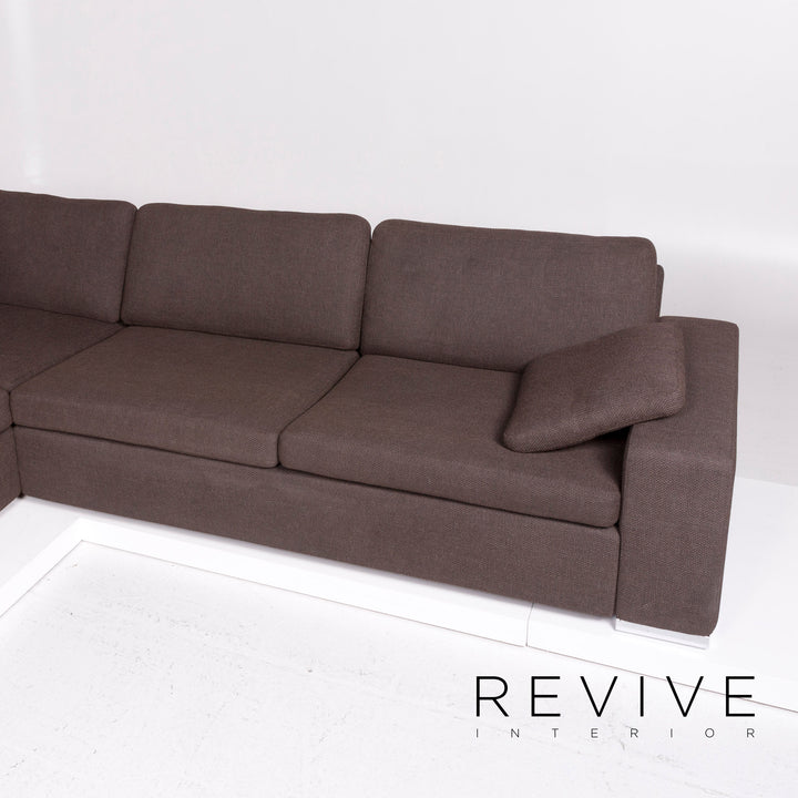 Cor Conseta Fabric Corner Sofa Brown Dark Brown Sofa Couch #11386
