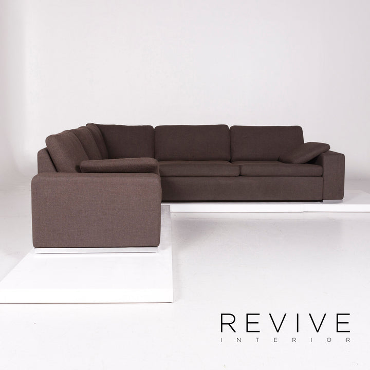Cor Conseta Fabric Corner Sofa Brown Dark Brown Sofa Couch #11386