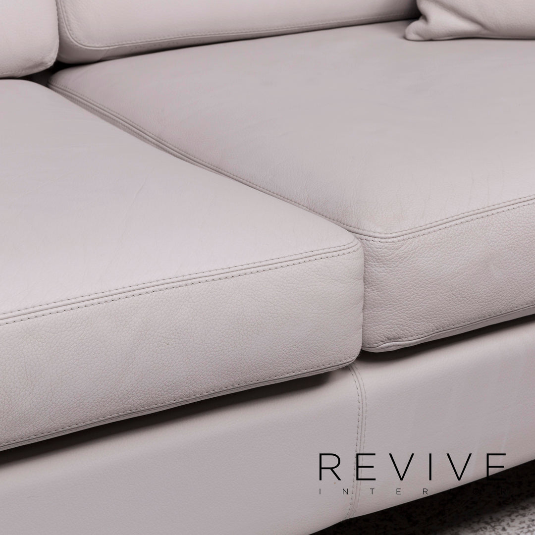 Cor Leder Sofa Garnitur Grau 1x Zweisitzer 1x Sessel #9592