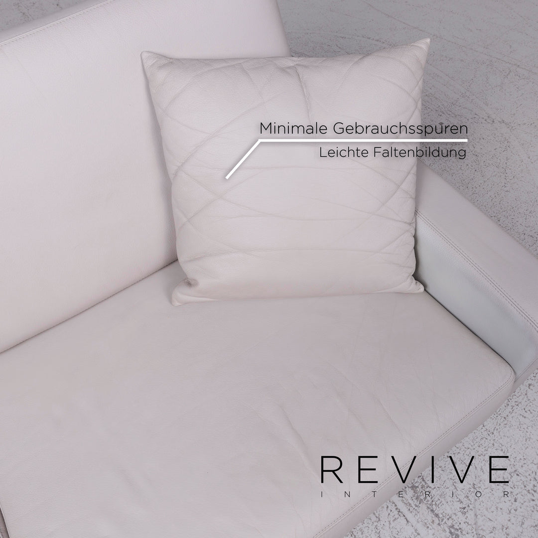 Cor Leder Sofa Garnitur Grau 1x Zweisitzer 1x Sessel #9592
