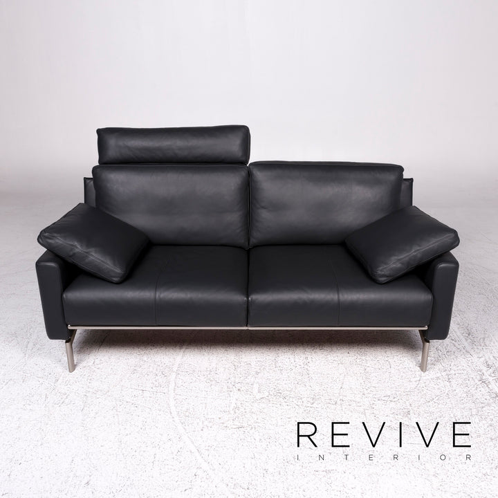 Cor Leder Sofa Grau Anthrazit Zweisitzer Couch #9704