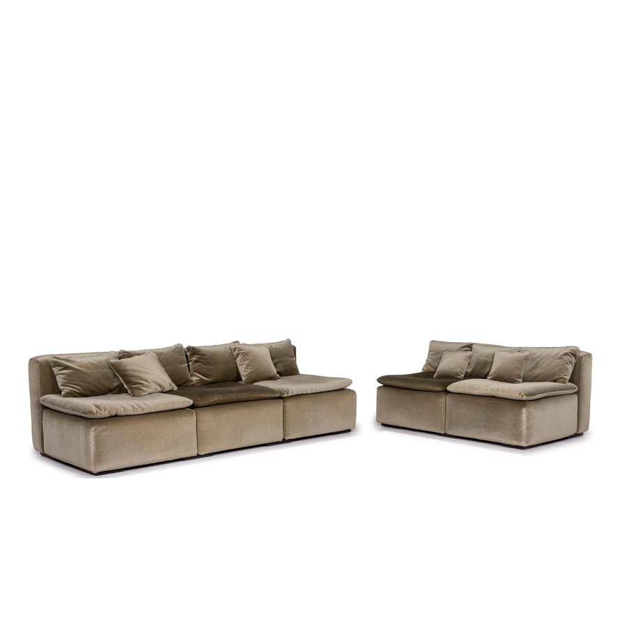 Cor Grün Samt Stoff Sofa Garnitur 1x Dreisitzer 1x Zweisitzer #12198