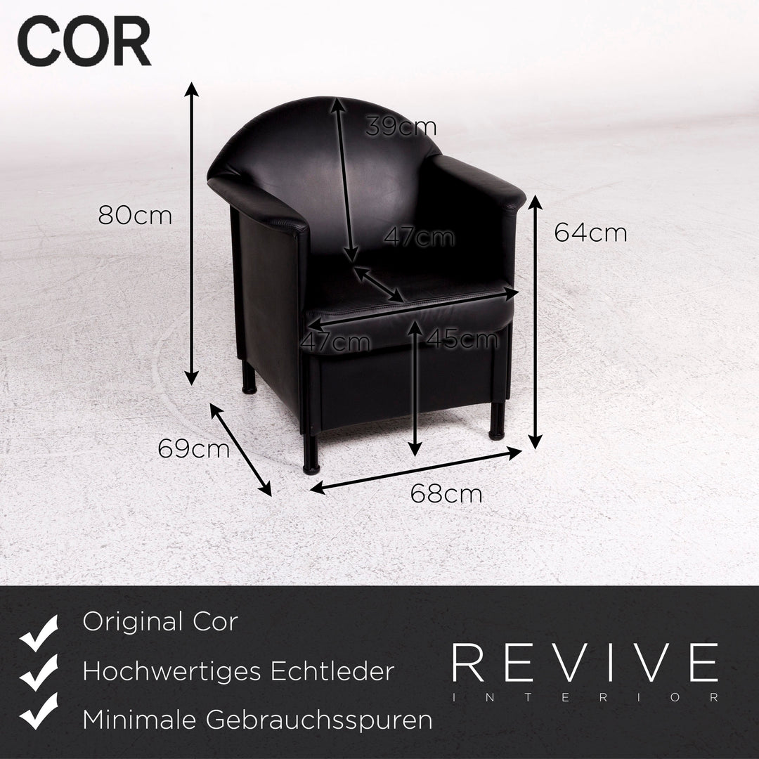 Cor Leder Sessel Garnitur Schwarz 2x Sessel #10370