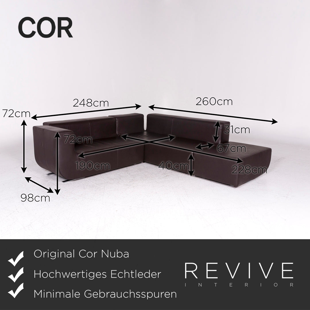 Cor Nuba Designer Leder Ecksofa Braun Sofa Couch #9491