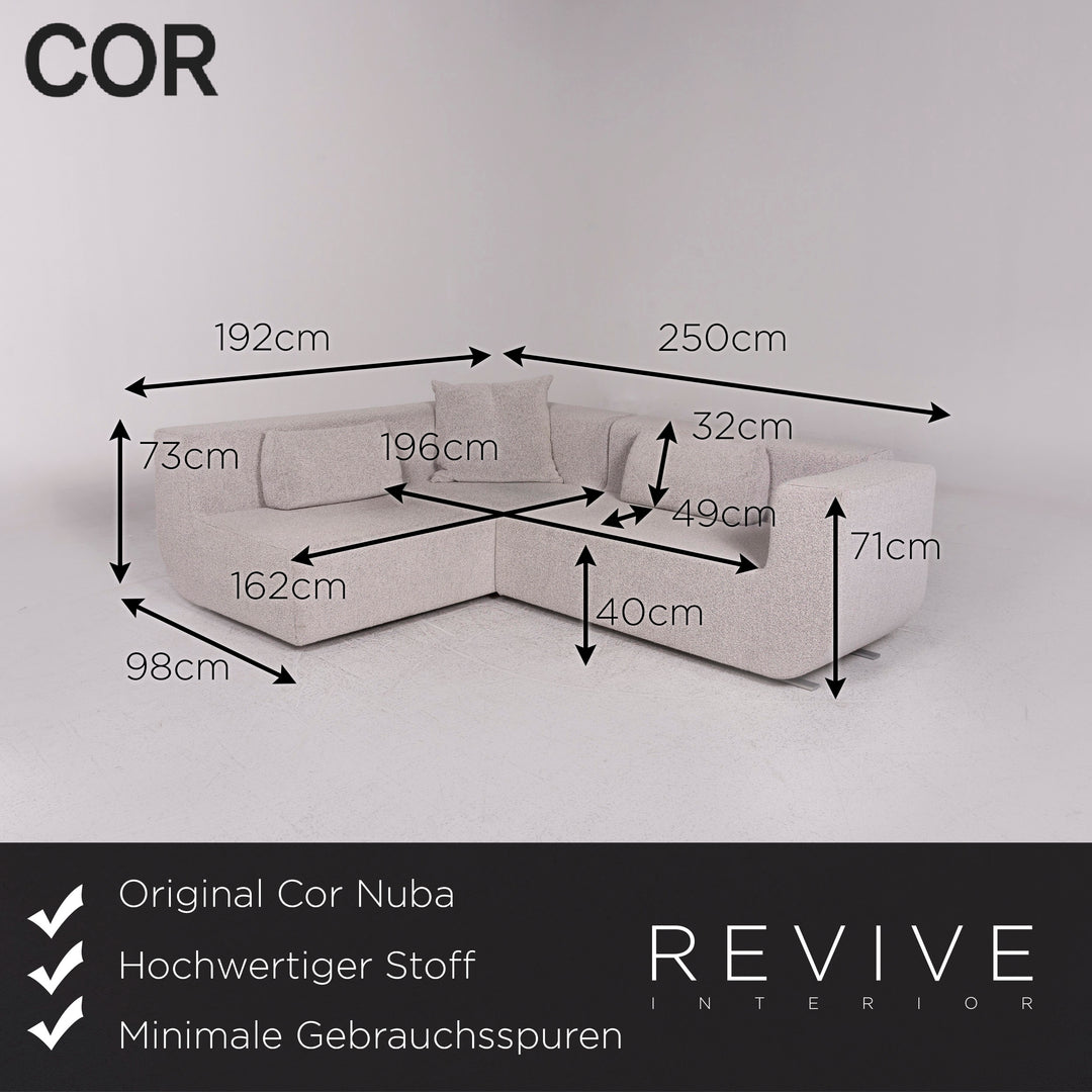 Cor Nuba Stoff Ecksofa Grau Sofa Couch #10093