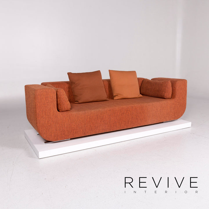 Cor Nuba Orange Stoff Sofa Garnitur 1x Dreisitzer 1x Hocker #12156
