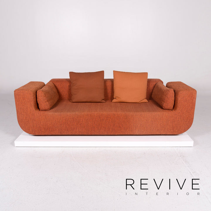 Cor Nuba Orange Stoff Sofa Garnitur 1x Dreisitzer 1x Hocker #12156
