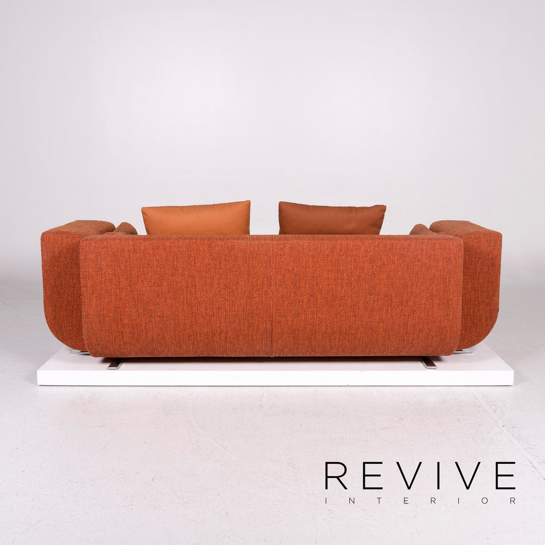 Cor Nuba Orange Stoff Sofa Garnitur 1x Dreisitzer 1x Hocker #12156