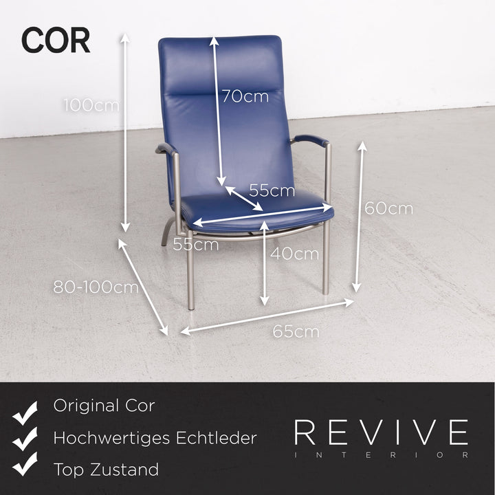 Cor Pando Designer Leder Sessel Blau Zwei Stück Echtleder #8174