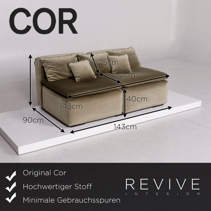 Cor Grün Samt Stoff Sofa Garnitur 1x Dreisitzer 1x Zweisitzer #12198