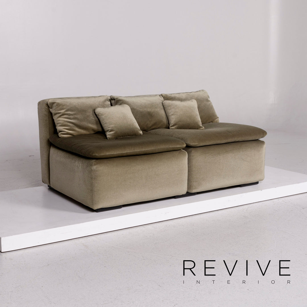 Cor Samt Soff Sofa Grün Zweisitzer Couch #12105