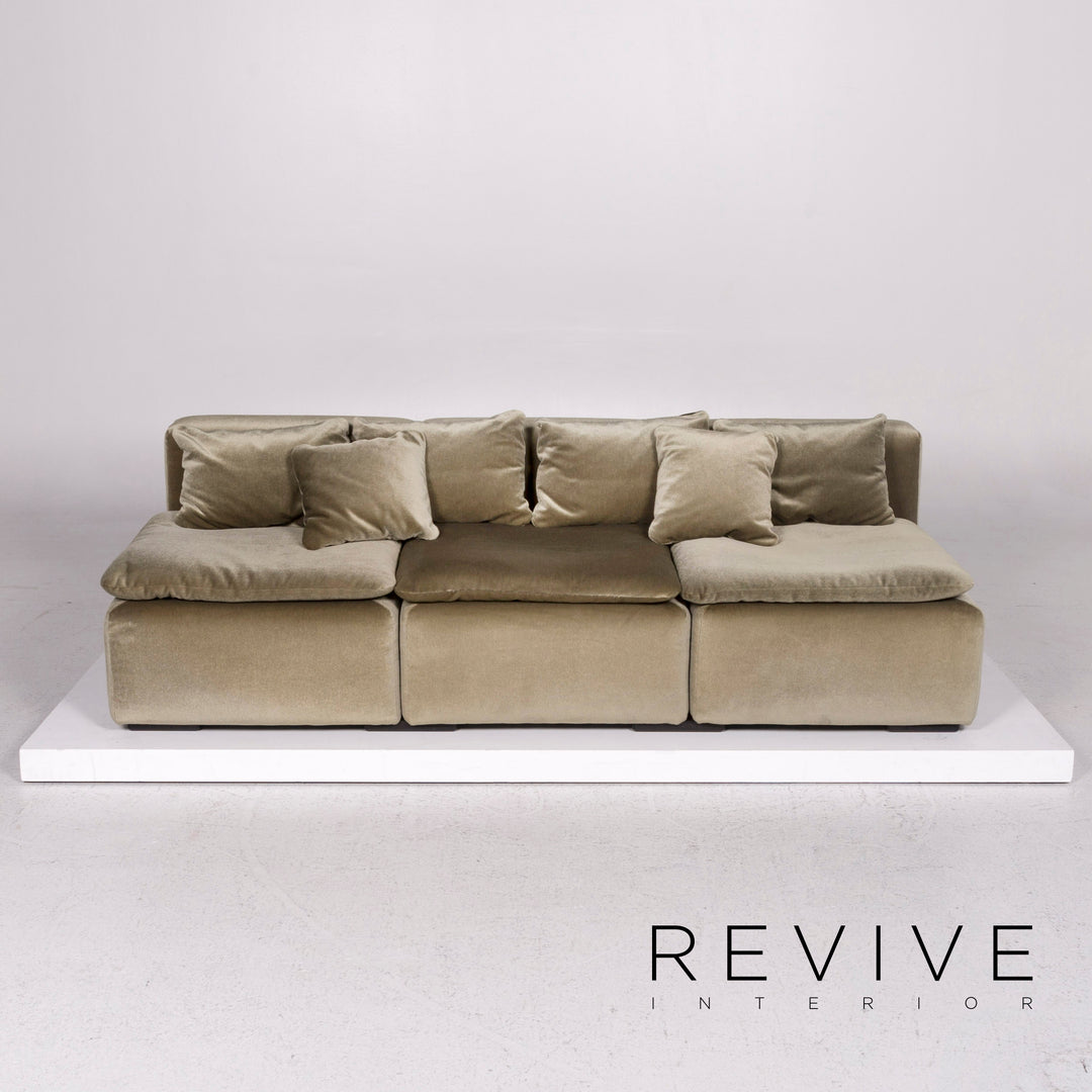 Cor Samt Stoff Sofa Grün Dreisitzer Couch #12104